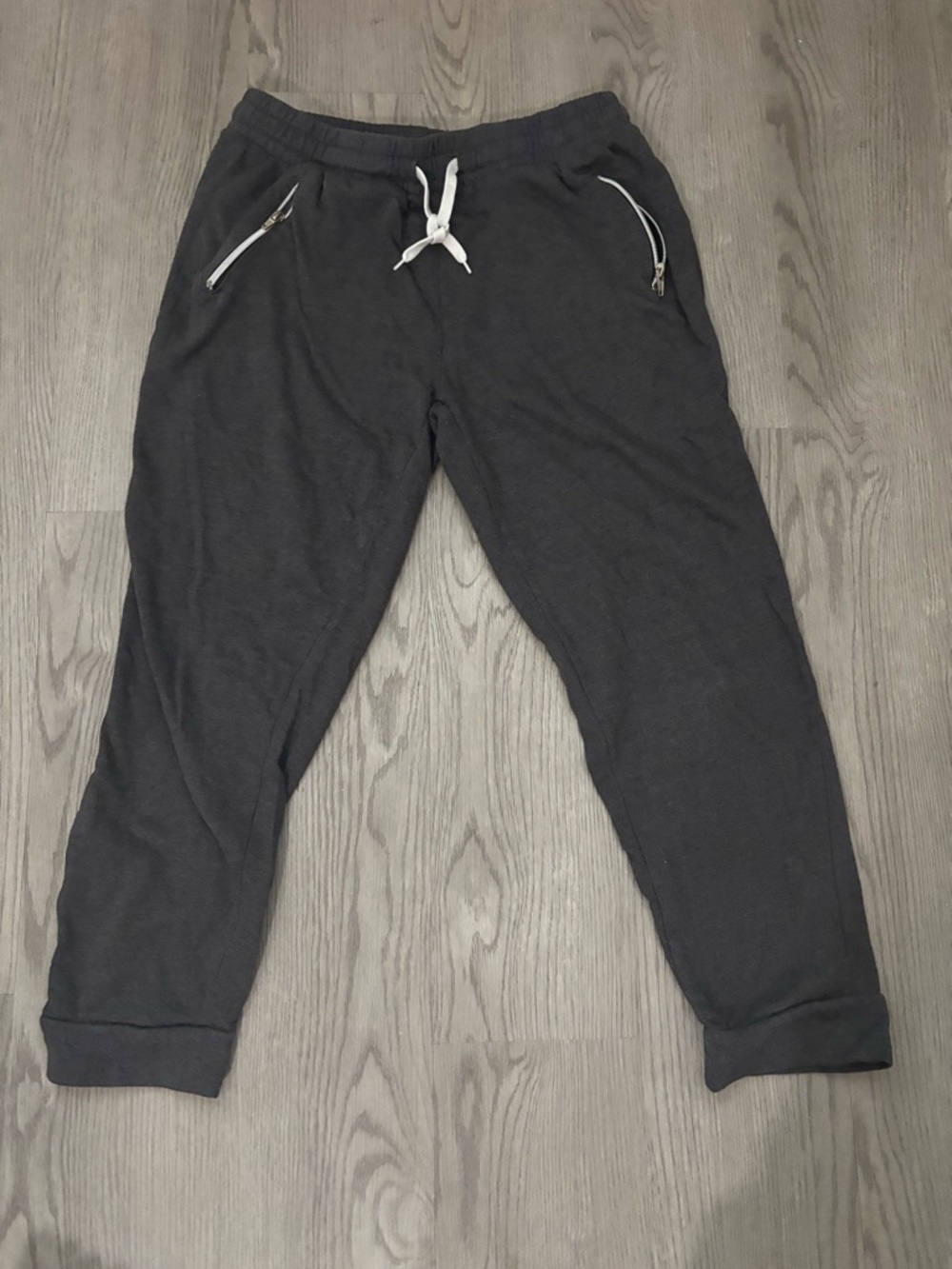 Love Men's Charcoal Gray Drawstring Joggers with Zip Pockets